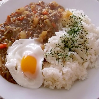 ルー使用で簡単　もやしと挽き肉のキーマカレー